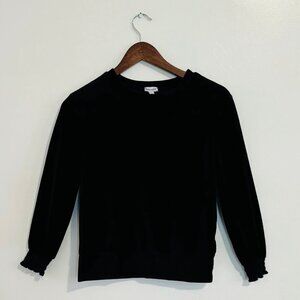 Splendid Black Velvet Side Stripe Sweatshirt